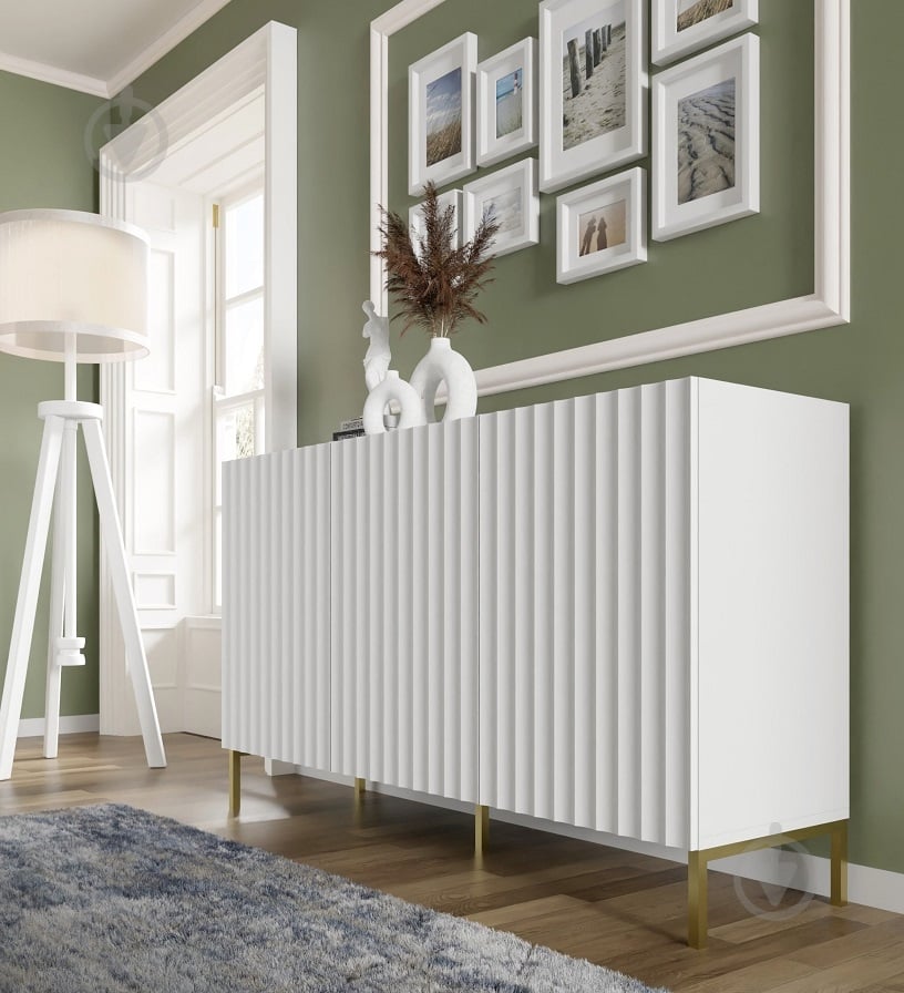 Комод BIM Furniture Wave 3д 1500x870x420 мм чорний/білий матовий (WAVE_CABINET_150_3D_WHITE_MAT_) - фото 4 Комод BIM Furniture Wave 3д 1500x870x420 мм чорний/білий матовий (WAVE_CABINET_150_3D_WHITE_MAT_) - фото 4