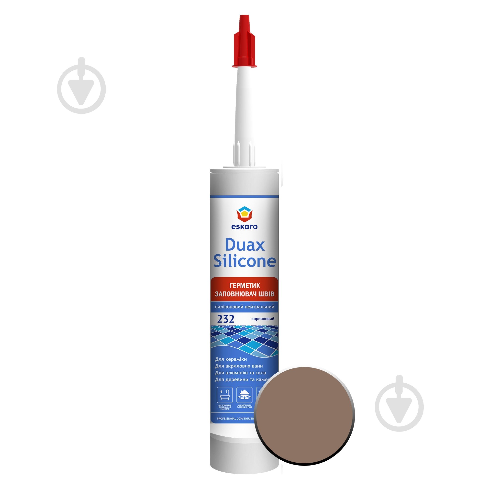 Герметик силіконовий Eskaro Duax Silicone №232 коричневий 300 мл 0,29 кг - фото 1