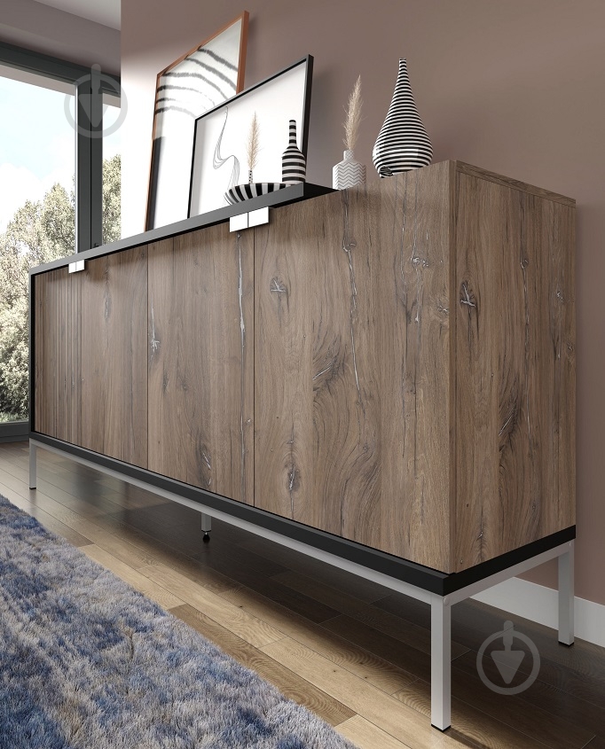 Комод BIM Furniture Toledo 1900x870x420 мм чорний матовий/дуб флагстафф (TOLEDO_CABINET_190_4D_FLAGSTAF) - фото 5 Комод BIM Furniture Toledo 1900x870x420 мм чорний матовий/дуб флагстафф (TOLEDO_CABINET_190_4D_FLAGSTAF) - фото 5