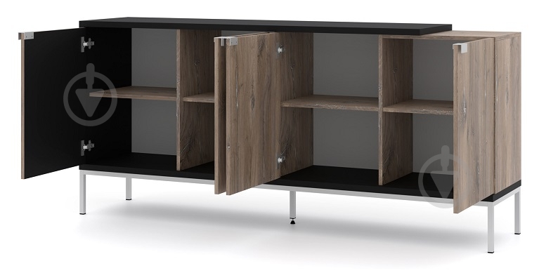Комод BIM Furniture Toledo 1900x870x420 мм чорний матовий/дуб флагстафф (TOLEDO_CABINET_190_4D_FLAGSTAF) - фото 2 Комод BIM Furniture Toledo 1900x870x420 мм чорний матовий/дуб флагстафф (TOLEDO_CABINET_190_4D_FLAGSTAF) - фото 2