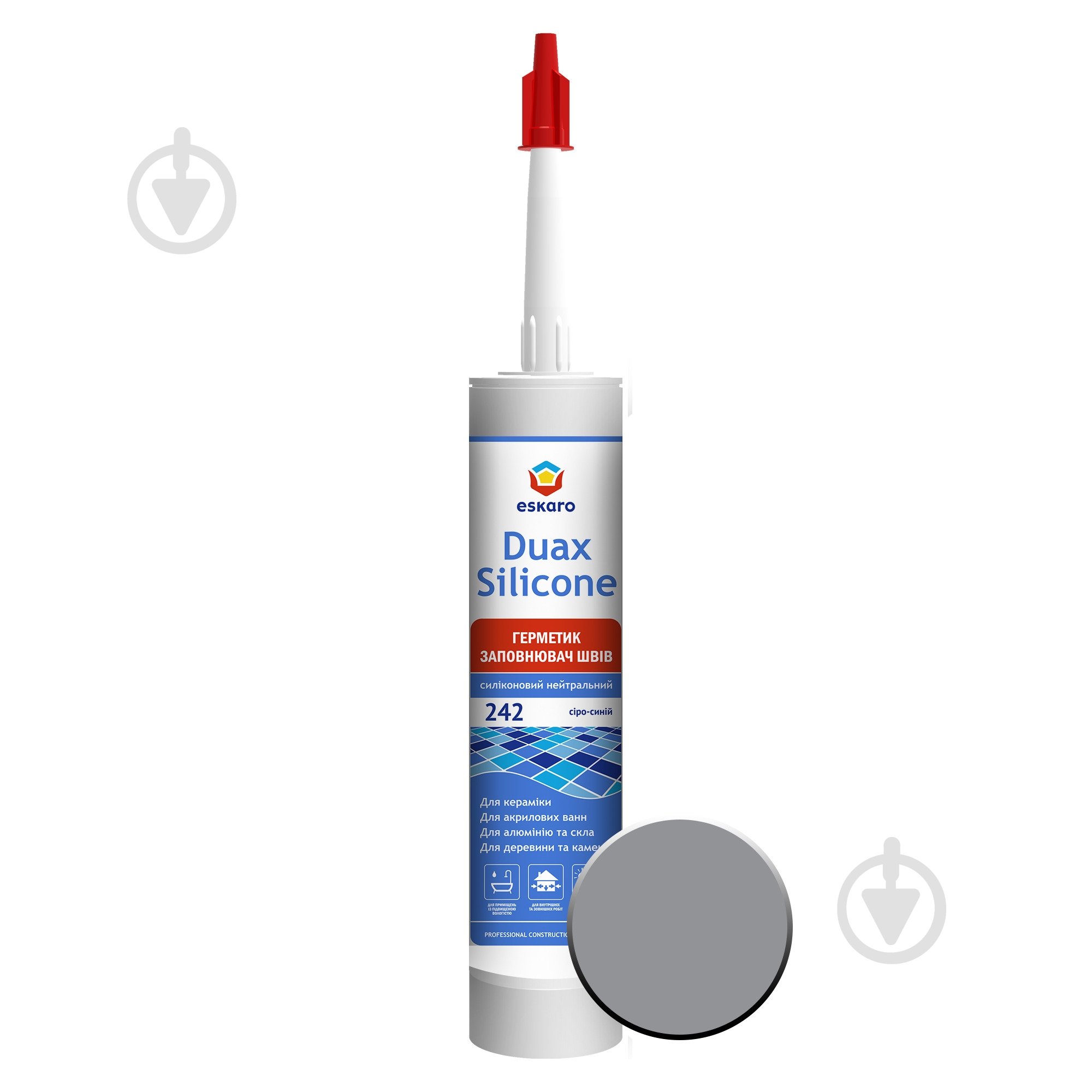 Герметик силіконовий Eskaro Duax Silicone №242 сірийсиній 300 мл 0,29 кг - фото 1