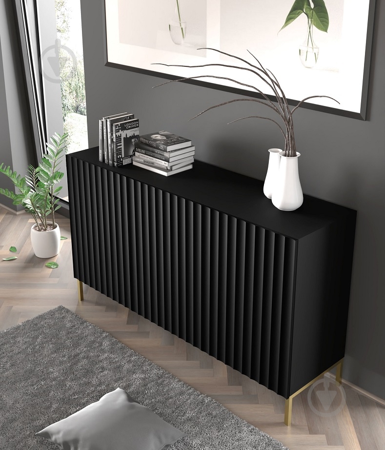 Комод BIM Furniture Wave 3д 1500x870x420 мм чорний/чорний матовий (WAVE_CABINET_150_3D_BLACK_MAT_) - фото 3 Комод BIM Furniture Wave 3д 1500x870x420 мм чорний/чорний матовий (WAVE_CABINET_150_3D_BLACK_MAT_) - фото 3