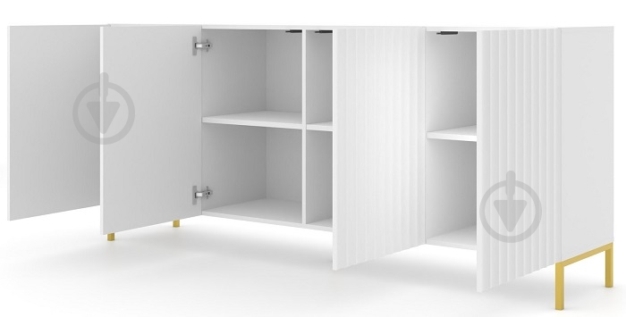 Комод BIM Furniture Wave 4д 2000x870x420 мм золотий/білий матовий (WAVE_CABINET_200_4D_WHITE_MAT) - фото 2 Комод BIM Furniture Wave 4д 2000x870x420 мм золотий/білий матовий (WAVE_CABINET_200_4D_WHITE_MAT) - фото 2