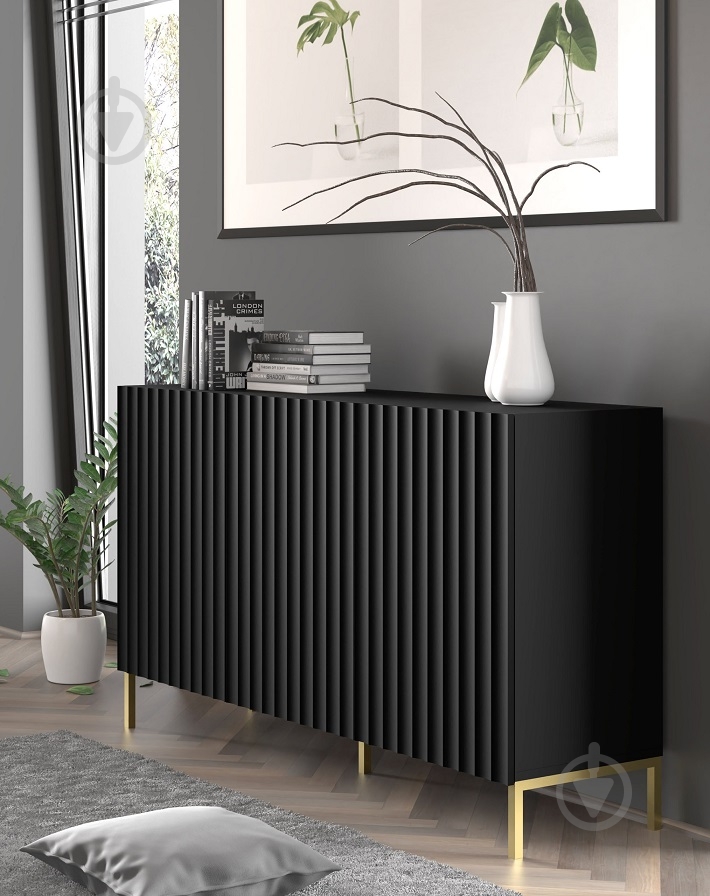 Комод BIM Furniture Wave 3д 1500x870x420 мм золотой/черный матовый (WAVE_CABINET_150_3D_BLACK_MAT) - фото 3