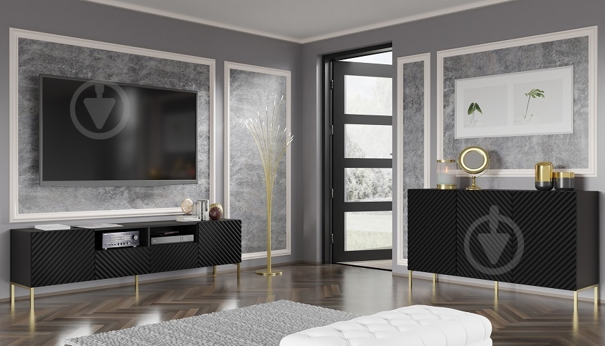 Комод BIM Furniture Wave 3д 1500x870x420 мм золотой/черный матовый (WAVE_CABINET_150_3D_BLACK_MAT) - фото 8