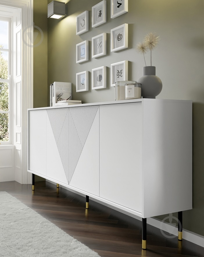 Комод BIM Furniture Woody 4д 1800x880x400 мм золотий/білий матовий (WOODY_CABINET_4D_180_WHITE_MAT) - фото 4 Комод BIM Furniture Woody 4д 1800x880x400 мм золотий/білий матовий (WOODY_CABINET_4D_180_WHITE_MAT) - фото 4