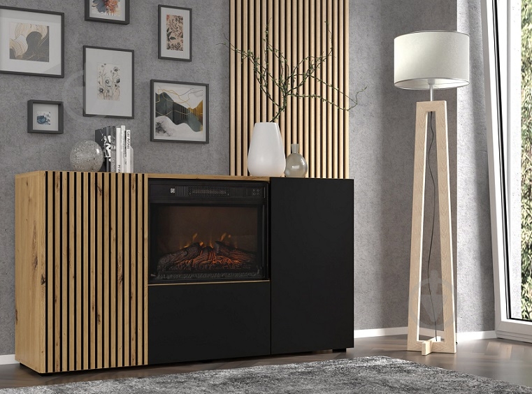 Комод BIM Furniture Auris з каміном 1488x820x420 мм дуб артізан/чорний матовий (AURIS_KOM3D_FIREPLACE_DA_CM) - фото 6 Комод BIM Furniture Auris з каміном 1488x820x420 мм дуб артізан/чорний матовий (AURIS_KOM3D_FIREPLACE_DA_CM) - фото 6