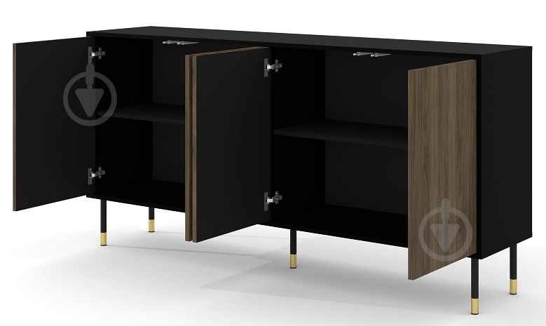 Комод BIM Furniture Woody 4д 1800x880x400 мм золотий/чорний матовий/дуб катанія (WOODY_CABINET_4D_180_BLACK_MAT) - фото 2 Комод BIM Furniture Woody 4д 1800x880x400 мм золотий/чорний матовий/дуб катанія (WOODY_CABINET_4D_180_BLACK_MAT) - фото 2