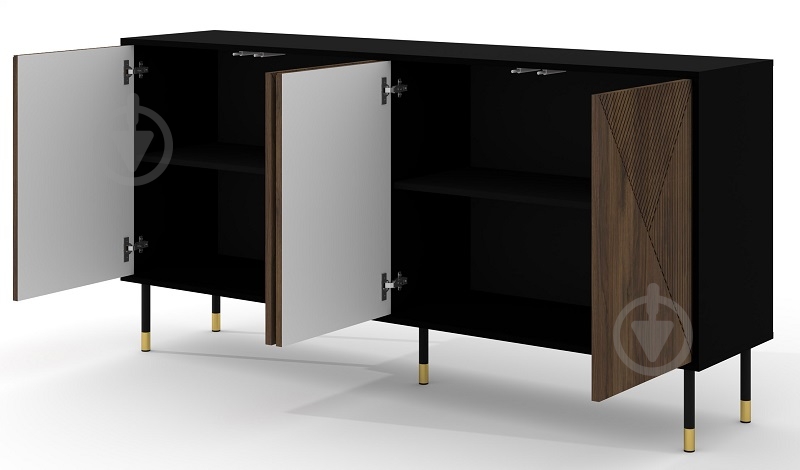 Комод BIM Furniture Woody IV 4д 1800x890x400 мм золотий/чорний матовий/дуб катанія (WOODY_IV_CABINET_4D_180_BLACK_) - фото 2