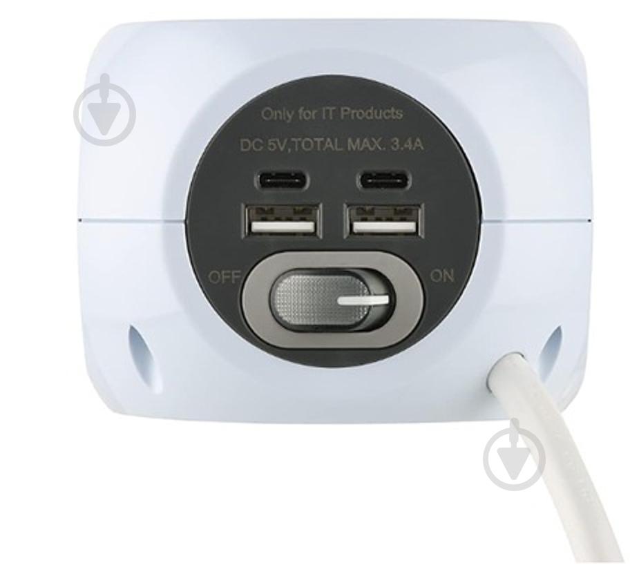ᐉ Подовжувач Electraline Mini Cube 2 USB 2 type C з вимикачем із