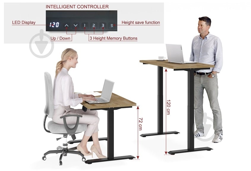 Стіл комп'ютерний BIM Furniture Natural 1200х650х730 мм чорний матовий / дуб натуральний - фото 8 Стіл комп'ютерний BIM Furniture Natural 1200х650х730 мм чорний матовий / дуб натуральний - фото 8