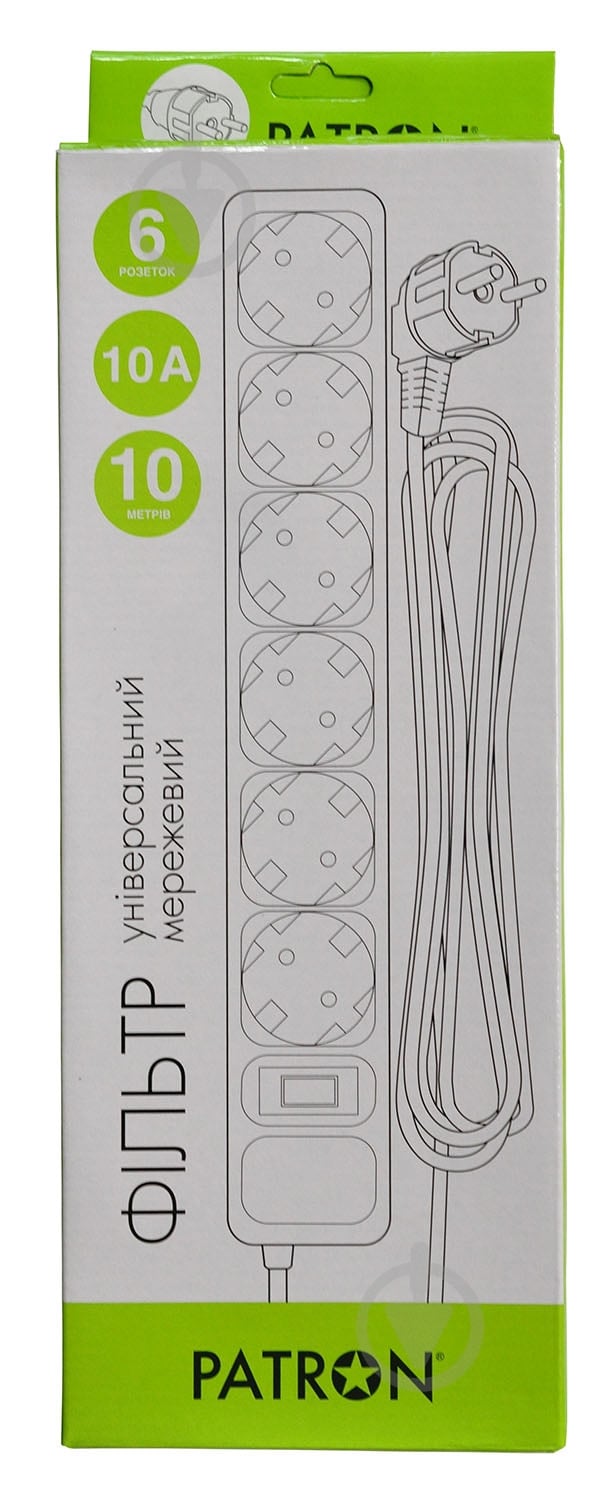 Сетевой фильтр Patron 3x1 мм2 с заземлением 6 гн. черный 1,8 м EXT-PN-SP-1062 - фото 2 Сетевой фильтр Patron 3x1 мм2 с заземлением 6 гн. черный 1,8 м EXT-PN-SP-1062 - фото 2