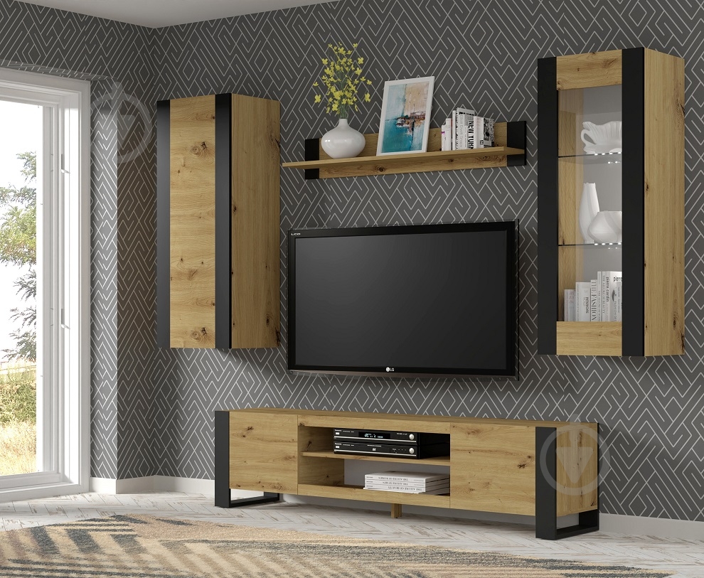 Шкафчик подвесной BIM Furniture Mondi 1250х480х400 мм черный матовый / дуб артизан / (HANGING_CABINET_MONDI_125_ARTI) - фото 4