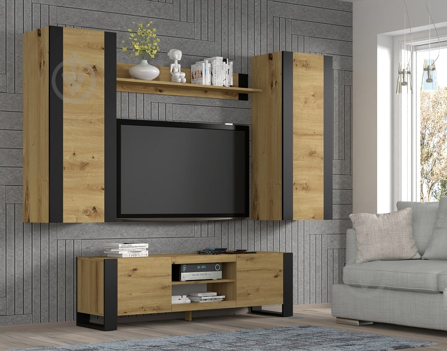 Шкафчик подвесной BIM Furniture Mondi 1250х480х400 мм черный матовый / дуб артизан / (HANGING_CABINET_MONDI_125_ARTI) - фото 5