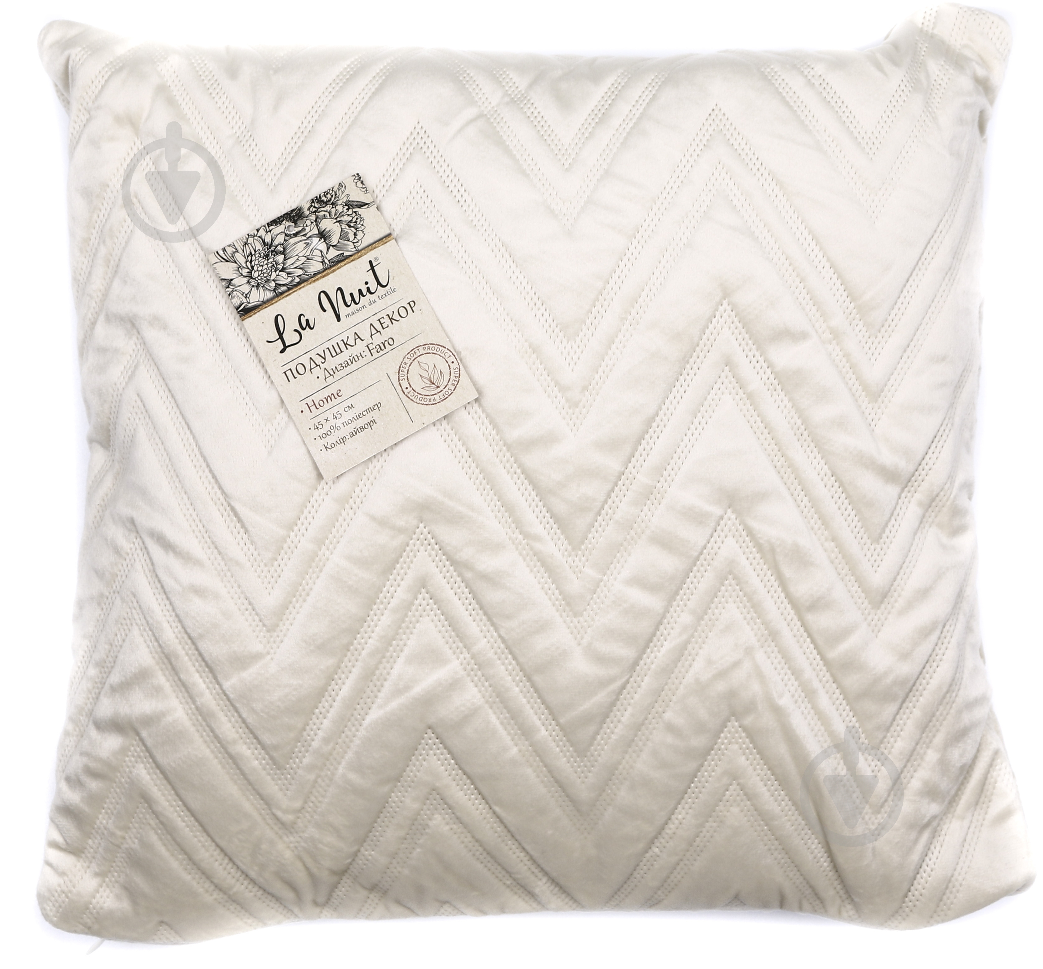 Подушка декоративна Faro 45x45 см айворі La Nuit - фото 2 Подушка декоративна Faro 45x45 см айворі La Nuit - фото 2