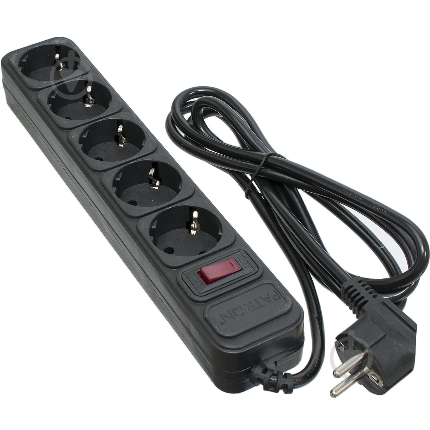 Сетевой фильтр Patron 3x1 мм2 с заземлением 5 гн. черный 1,8 м EXT-PN-SP-1052 - фото 1 Сетевой фильтр Patron 3x1 мм2 с заземлением 5 гн. черный 1,8 м EXT-PN-SP-1052 - фото 1