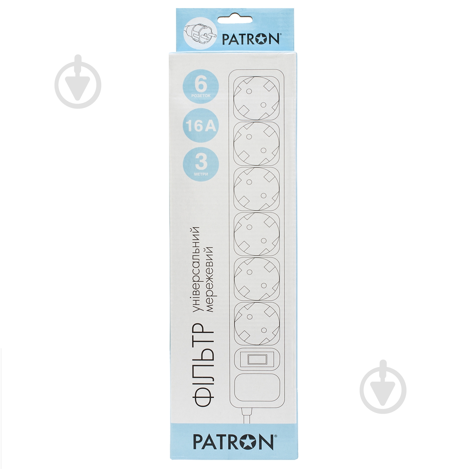 Сетевой фильтр Patron 3x1,5 мм2 (SP-1663) с заземлением 6 гн. черный 3 м EXT-PN-SP-1663 - фото 2 Сетевой фильтр Patron 3x1,5 мм2 (SP-1663) с заземлением 6 гн. черный 3 м EXT-PN-SP-1663 - фото 2