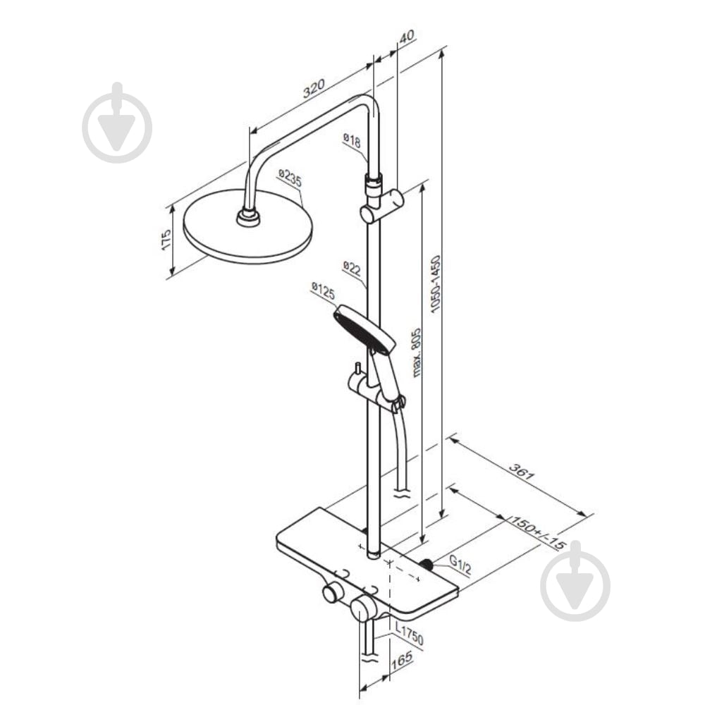 Душевая система Damixa Apollo 947730300 - фото 8