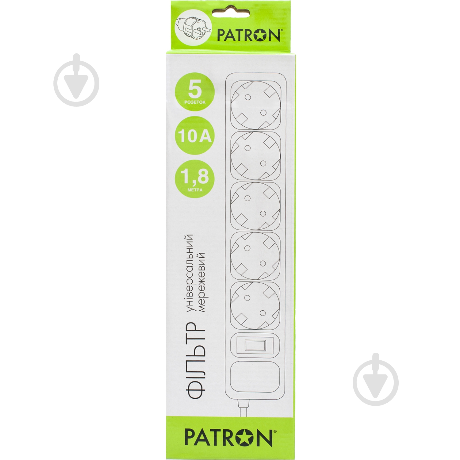 Сетевой фильтр Patron 3x1 мм2 с заземлением 5 гн. белый 1,8 м EXT-PN-SP-1052W - фото 2 Сетевой фильтр Patron 3x1 мм2 с заземлением 5 гн. белый 1,8 м EXT-PN-SP-1052W - фото 2