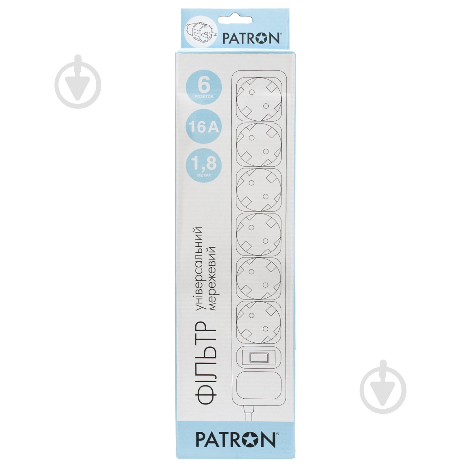 Сетевой фильтр Patron 3x1,5 мм2 (SP-1662) с заземлением 6 гн. черный 1,8 м EXT-PN-SP-1662 - фото 2 Сетевой фильтр Patron 3x1,5 мм2 (SP-1662) с заземлением 6 гн. черный 1,8 м EXT-PN-SP-1662 - фото 2