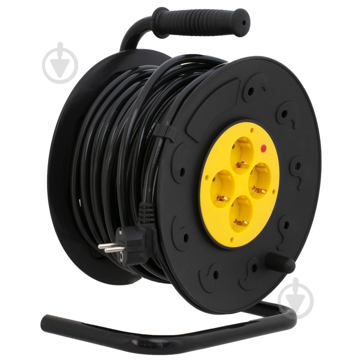 Удлинитель на катушке Patron 250В 3x2,5 мм2 с заземлением 4 гн. черный с желтым 40 м EXT-PN-CABREL-40-4 - фото 1