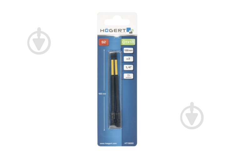Бита ударная HOEGERT TX10 100 мм 2 шт. HT1S690 - фото 2 Бита ударная HOEGERT TX10 100 мм 2 шт. HT1S690 - фото 2