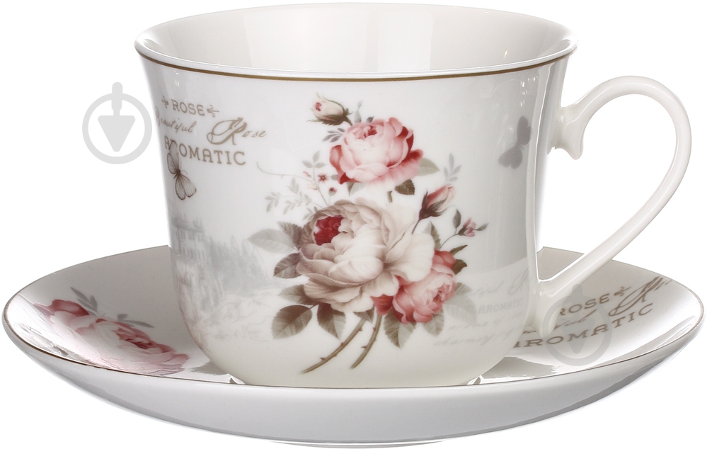 Чашка с блюдцем Fiora Flower 450 мл - фото 1 Чашка с блюдцем Fiora Flower 450 мл - фото 1