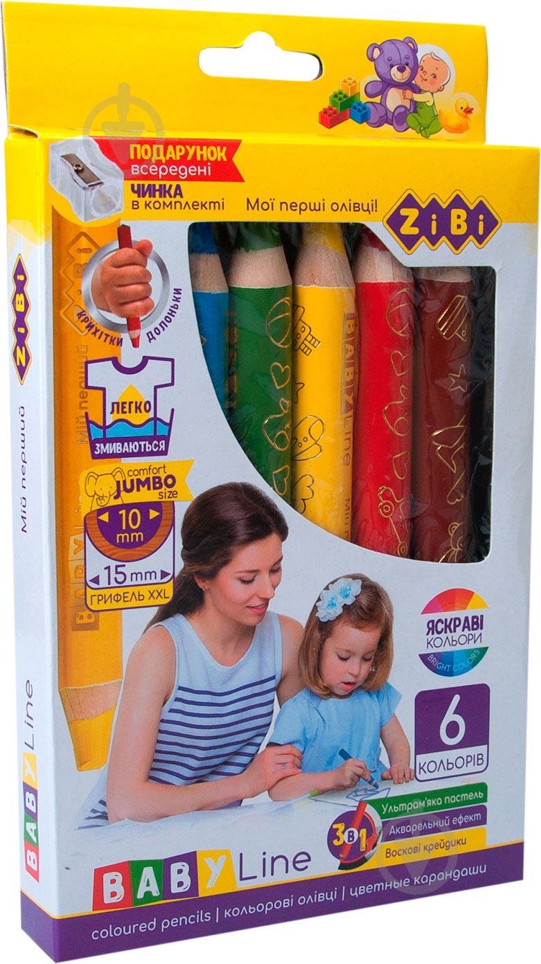 Карандаши цветные SUPER JUMBO ZiBi - фото 1