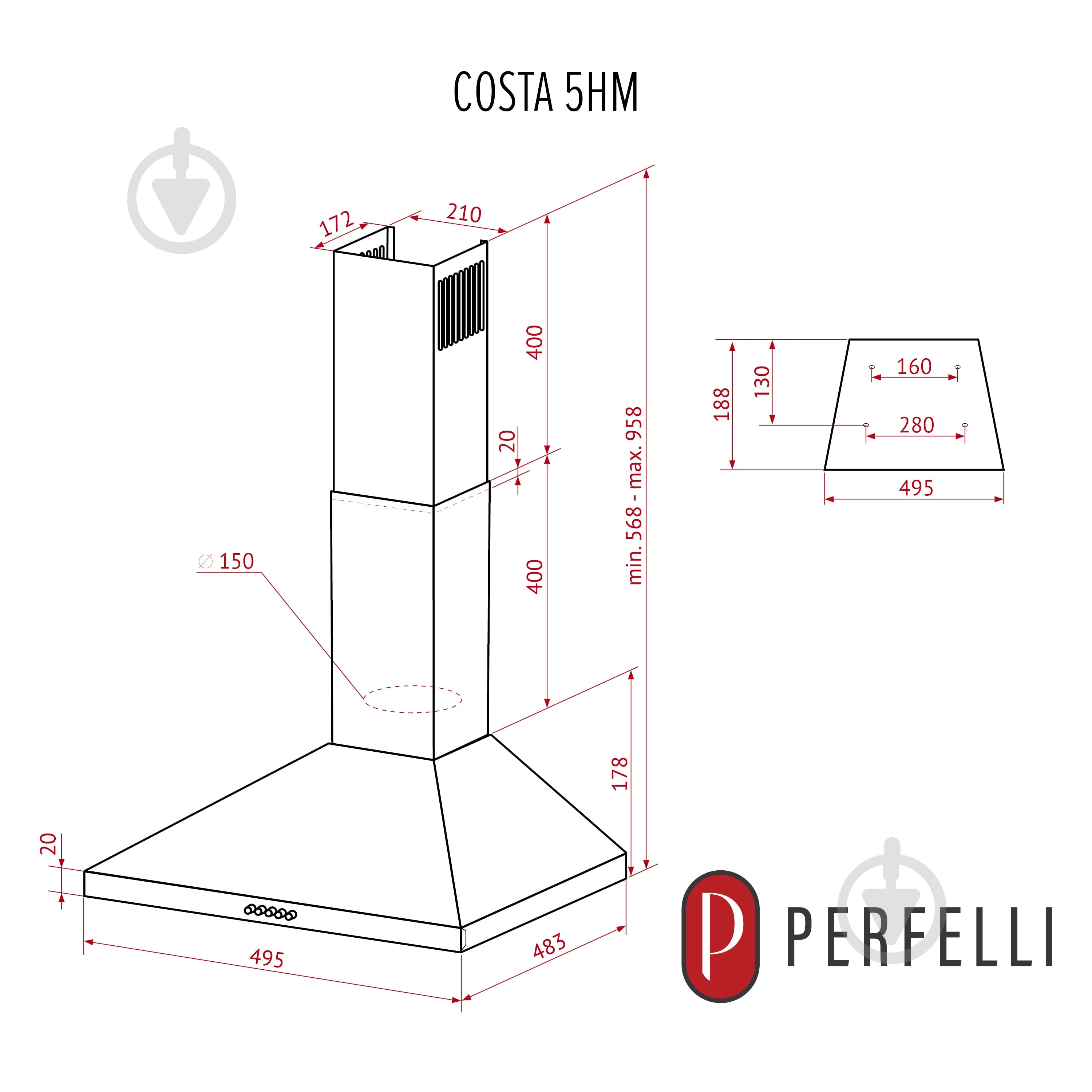 Витяжка Perfelli COSTA 5HM NERO COSTA 5HM NERO - фото 11 Витяжка Perfelli COSTA 5HM NERO COSTA 5HM NERO - фото 11