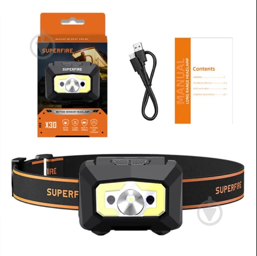 Фонарик на голову SuperFire 340 Lm [019] Black X30 - фото 4