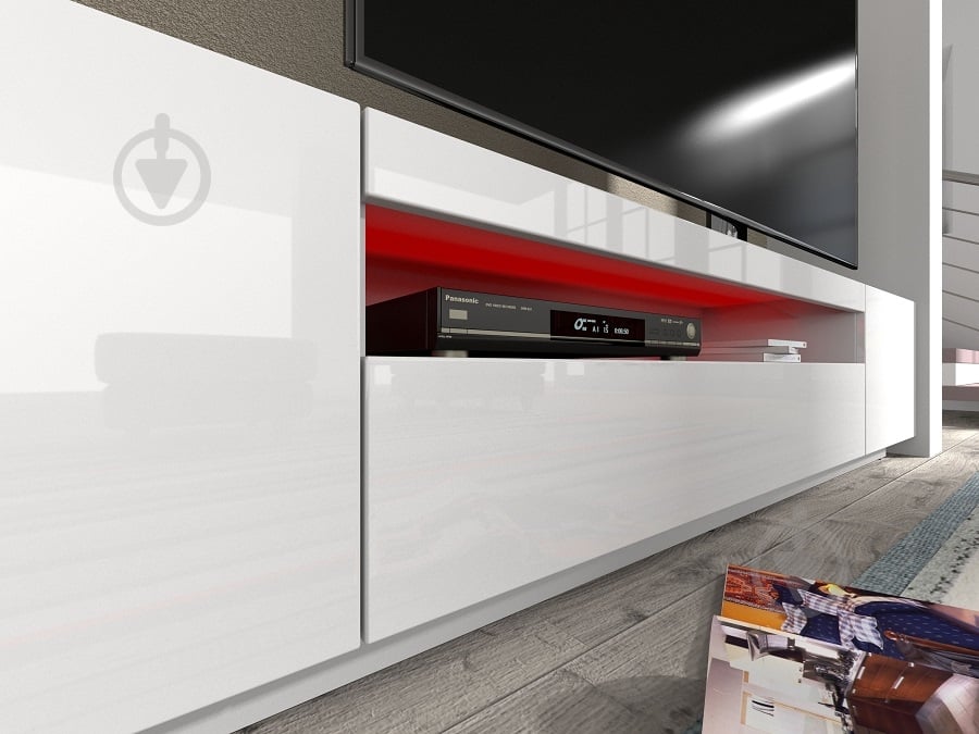 Тумба под ТВ BIM Furniture 200 3д 2000x420x370 мм белый матовый/белый глянец(TV200BB_LED) - фото 5 Тумба под ТВ BIM Furniture 200 3д 2000x420x370 мм белый матовый/белый глянец(TV200BB_LED) - фото 5