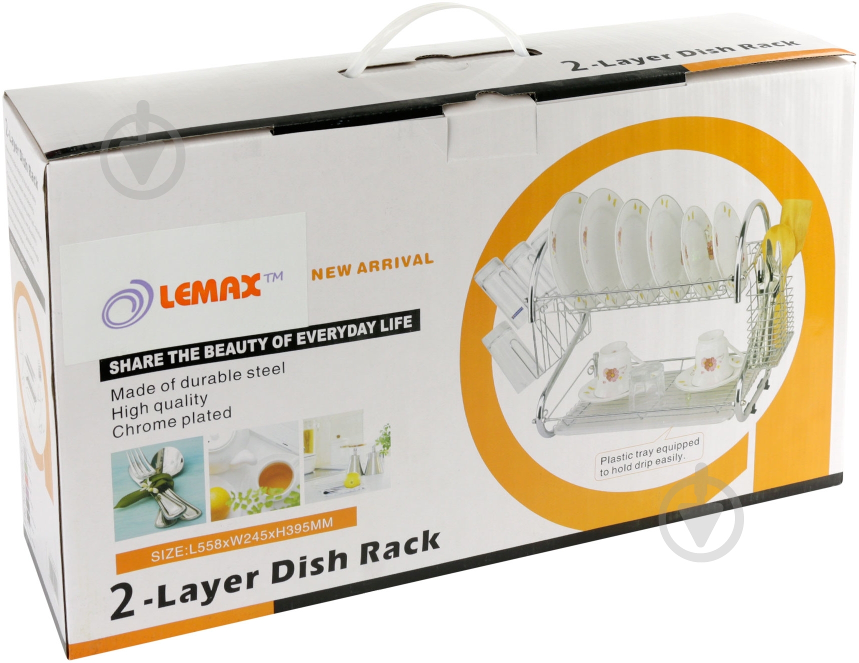 Сушарка для посуду Lemax з тримачем для стаканів та столових приборів LF-766WHT - фото 2