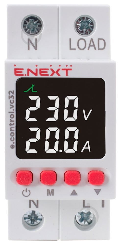 Реле напруги та струму E.NEXT 32А з індикацією e.control.vc32 p0690028 - фото 2