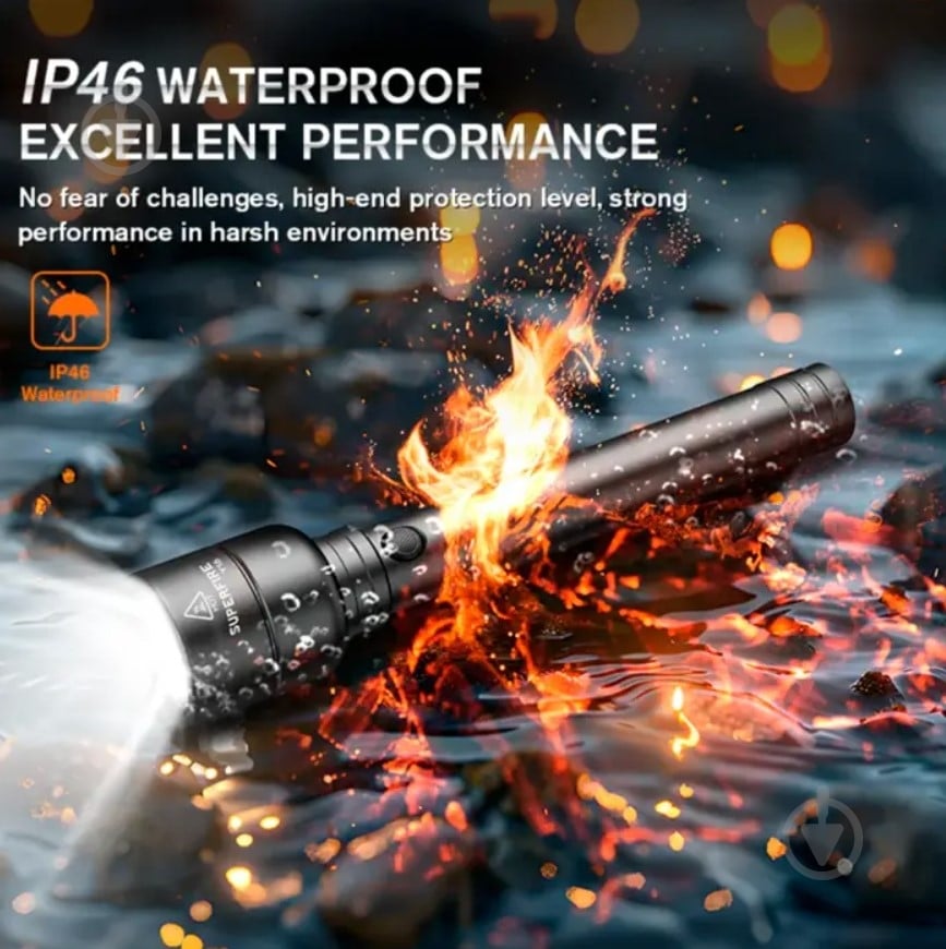 Фонарик аккумуляторный SuperFire SuperFire 1700 Lm [019] Black Y16 - фото 2