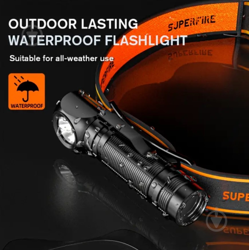Фонарь налобный SuperFire 600 Lm черный TH06 - фото 4 Фонарь налобный SuperFire 600 Lm черный TH06 - фото 4