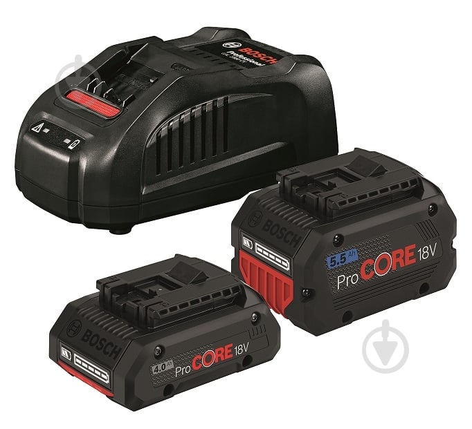 Набір акумуляторів Bosch Professional 14,4/18,0V 1 x ProCORE18V 4.0Ah + 1 x ProCORE18V 5.5Ah + Зарядний - фото 2 Набір акумуляторів Bosch Professional 14,4/18,0V 1 x ProCORE18V 4.0Ah + 1 x ProCORE18V 5.5Ah + Зарядний - фото 2