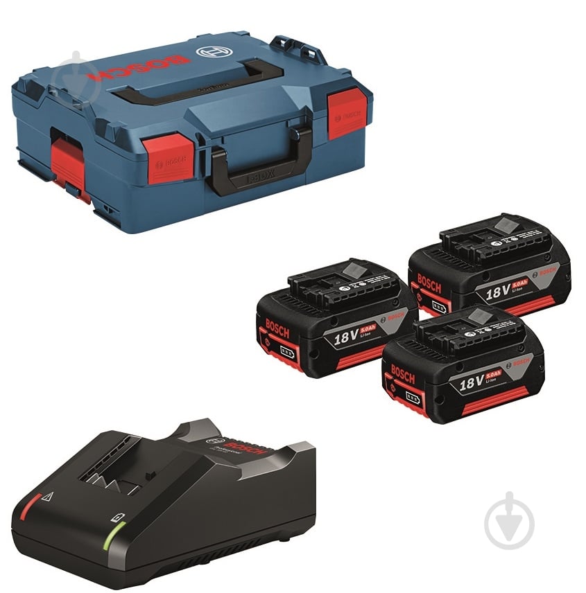 Набір акумуляторів Bosch Professional 18,0V 5Ah 3xGBA + Зарядний пристрій GAL 18V-40 + L-Boxx 136 0615990L3T - фото 1 Набір акумуляторів Bosch Professional 18,0V 5Ah 3xGBA + Зарядний пристрій GAL 18V-40 + L-Boxx 136 0615990L3T - фото 1