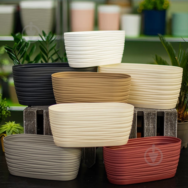 Вазон пластиковый Form Plastic Сахара мини Овал-27 овальный 2,7 л латте - фото 2