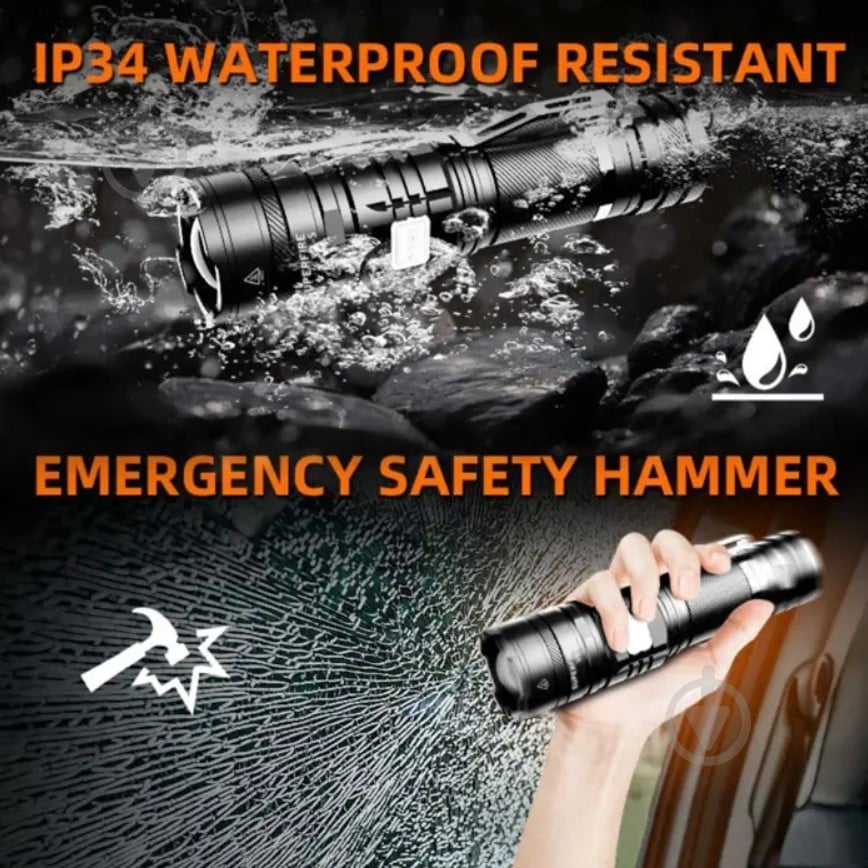 Фонарь тактический SuperFire 2000 Lm черный V8-S - фото 5 Фонарь тактический SuperFire 2000 Lm черный V8-S - фото 5