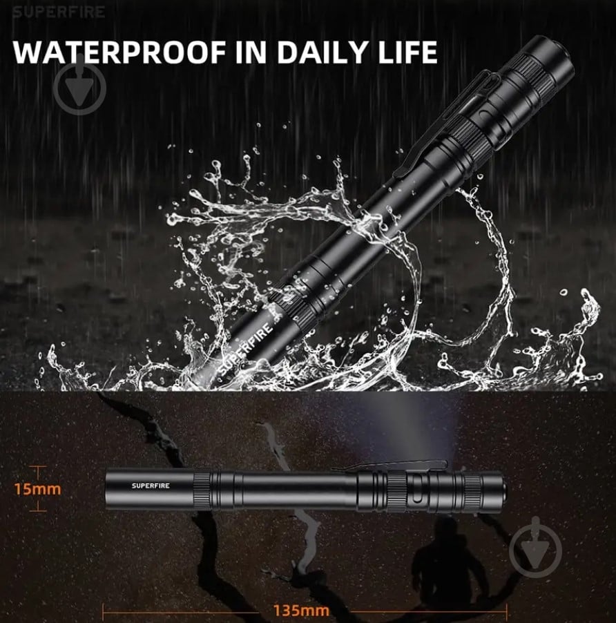 Фонарик карманный SuperFire 121 Lm черный L28 - фото 3 Фонарик карманный SuperFire 121 Lm черный L28 - фото 3