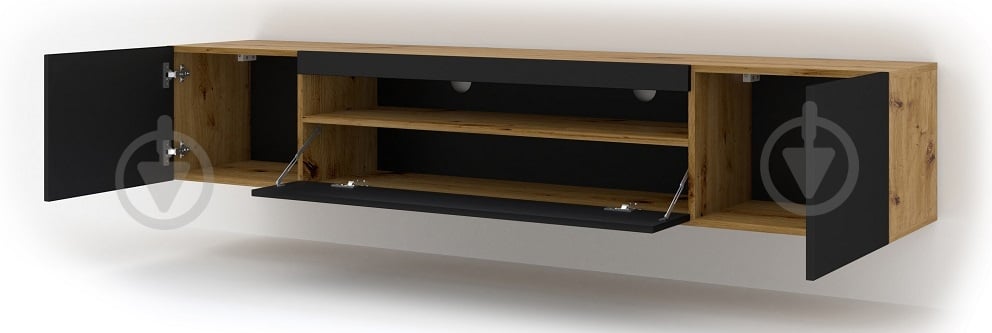 Тумба под ТВ BIM Furniture Auris 3д 2000x420x370 мм дуб артизан/черный матовый (TV_STAND_AURA_200_ARTISAN_EICH) - фото 3 Тумба под ТВ BIM Furniture Auris 3д 2000x420x370 мм дуб артизан/черный матовый (TV_STAND_AURA_200_ARTISAN_EICH) - фото 3