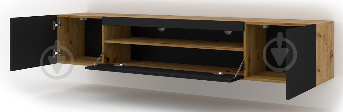 Тумба под ТВ BIM Furniture Aura 3д 2000x420x370 мм дуб артизан/черный матовый (TV_STAND_AURA_200_ARTISAN_EICH) - фото 4 Тумба под ТВ BIM Furniture Aura 3д 2000x420x370 мм дуб артизан/черный матовый (TV_STAND_AURA_200_ARTISAN_EICH) - фото 4