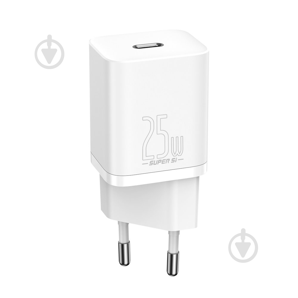 Сетевое зарядное устройство BASEUS Super Si Quick Charger 1C 25W EU White - фото 1 Сетевое зарядное устройство BASEUS Super Si Quick Charger 1C 25W EU White - фото 1