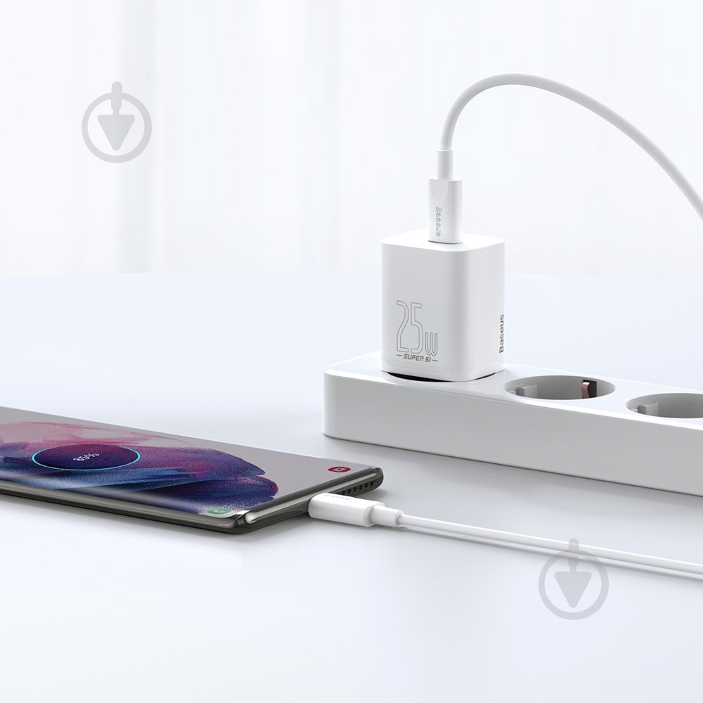 Сетевое зарядное устройство BASEUS Super Si Quick Charger 1C 25W EU White - фото 10 Сетевое зарядное устройство BASEUS Super Si Quick Charger 1C 25W EU White - фото 10