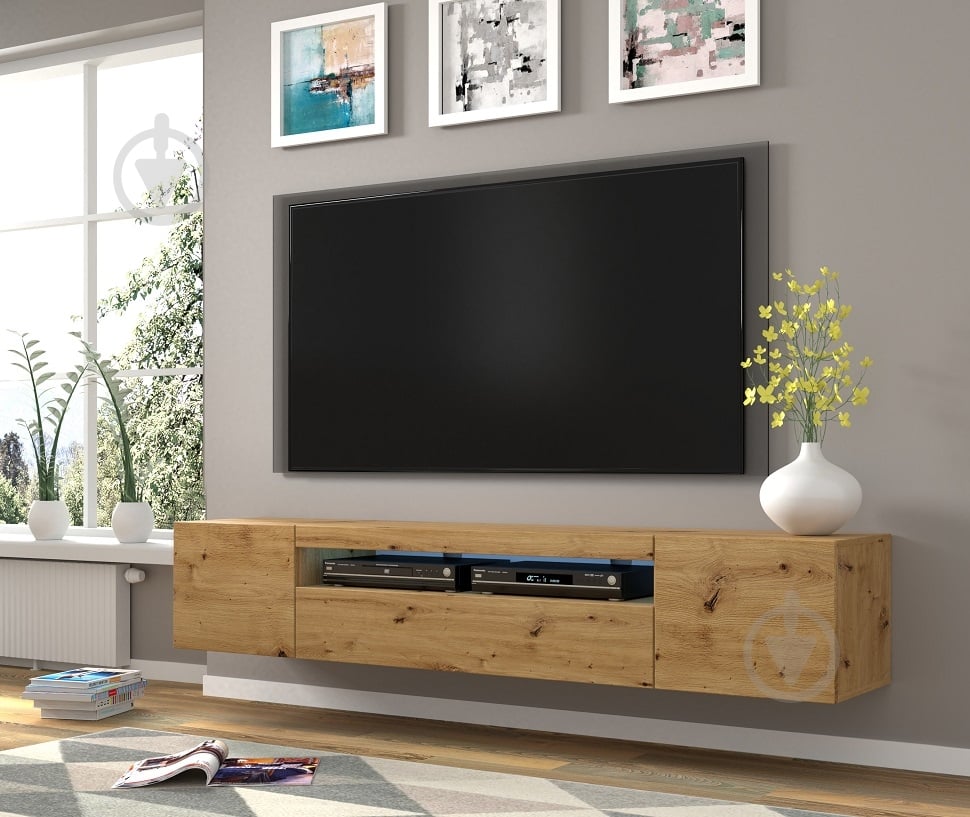 Тумба під ТВ BIM Furniture Aura 3д 2000x420x370 мм дуб артізан(TV_STAND_AURA_200_ARTISAN_EICH) - фото 5