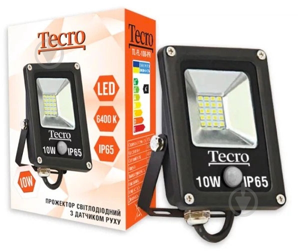 Прожектор Tecro 10 Вт IP65 чорний TL-FL-10B - фото 1