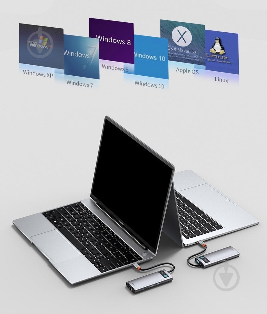 Док-станция BASEUS silver (CAHUB-CW0G) - фото 15 Док-станция BASEUS silver (CAHUB-CW0G) - фото 15