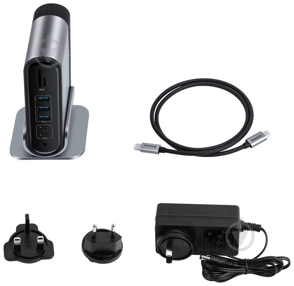 Док-станция BASEUS silver (CAHUB-BG0G) - фото 8 Док-станция BASEUS silver (CAHUB-BG0G) - фото 8
