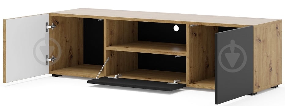 Тумба під ТВ BIM Furniture Auris 3д 1500x420x420 мм чорний матовий/дуб артізан(AURIS_RTV_150_ARTISAN_OAK) - фото 2 Тумба під ТВ BIM Furniture Auris 3д 1500x420x420 мм чорний матовий/дуб артізан(AURIS_RTV_150_ARTISAN_OAK) - фото 2