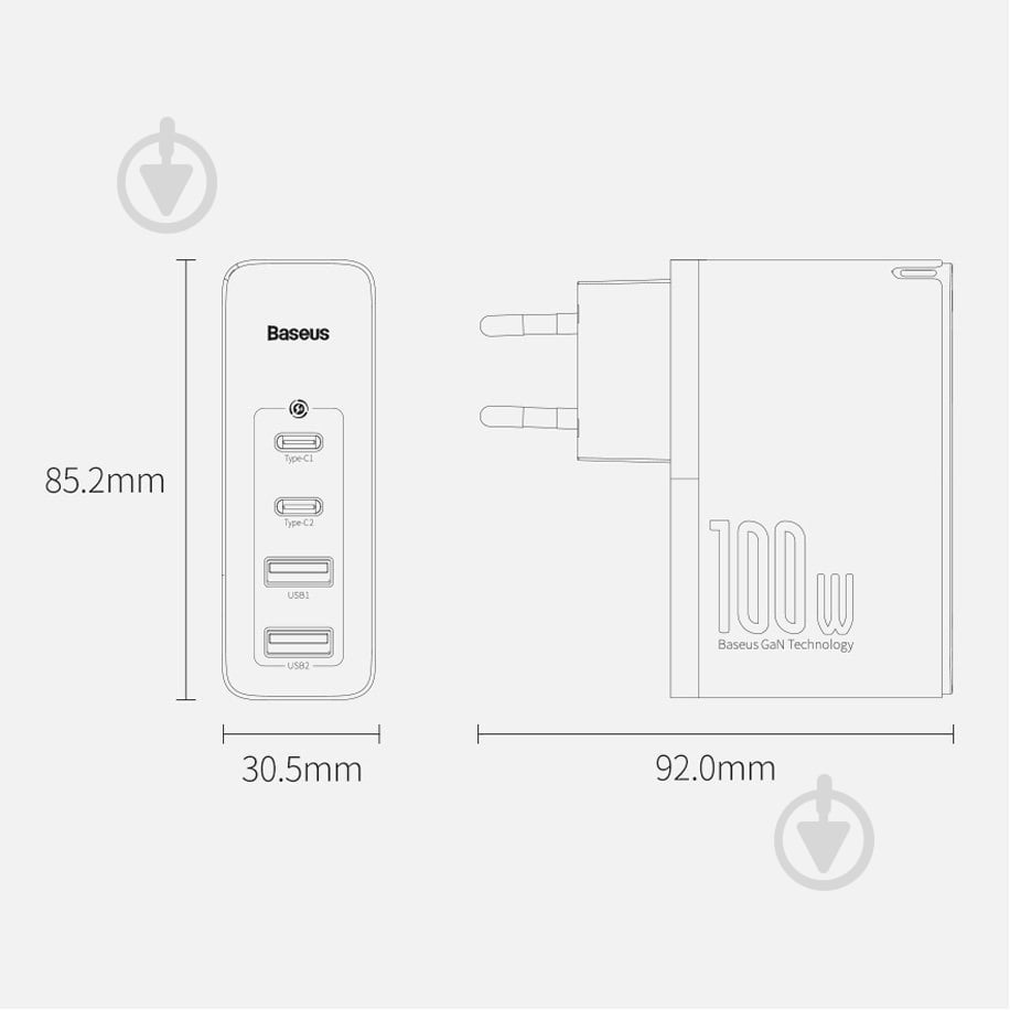 Зарядное устройство BASEUS CCGAN2P-L01 - фото 8 Зарядное устройство BASEUS CCGAN2P-L01 - фото 8